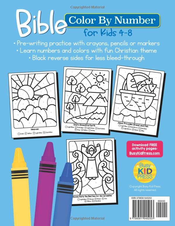 Bible Color By Number: Easy Christian Coloring Activity for Kids 4-8
