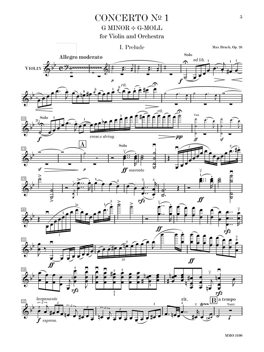 Bruch - Violin Concerto No. 1 in G Minor, Op. 26: Music Minus One Violin