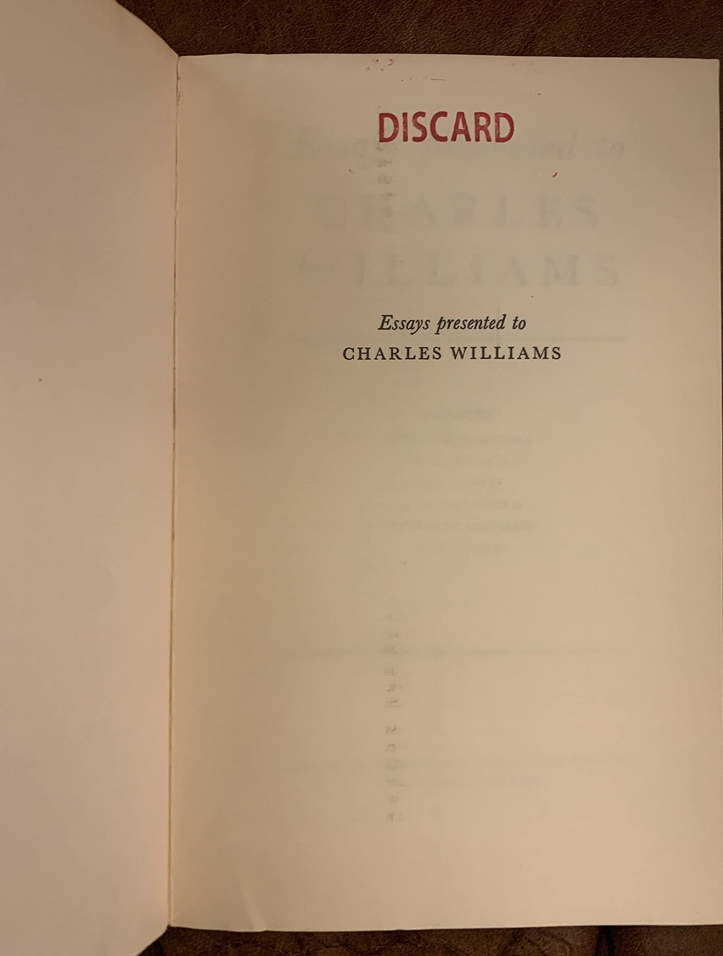 Essays Presented to Charles Williams