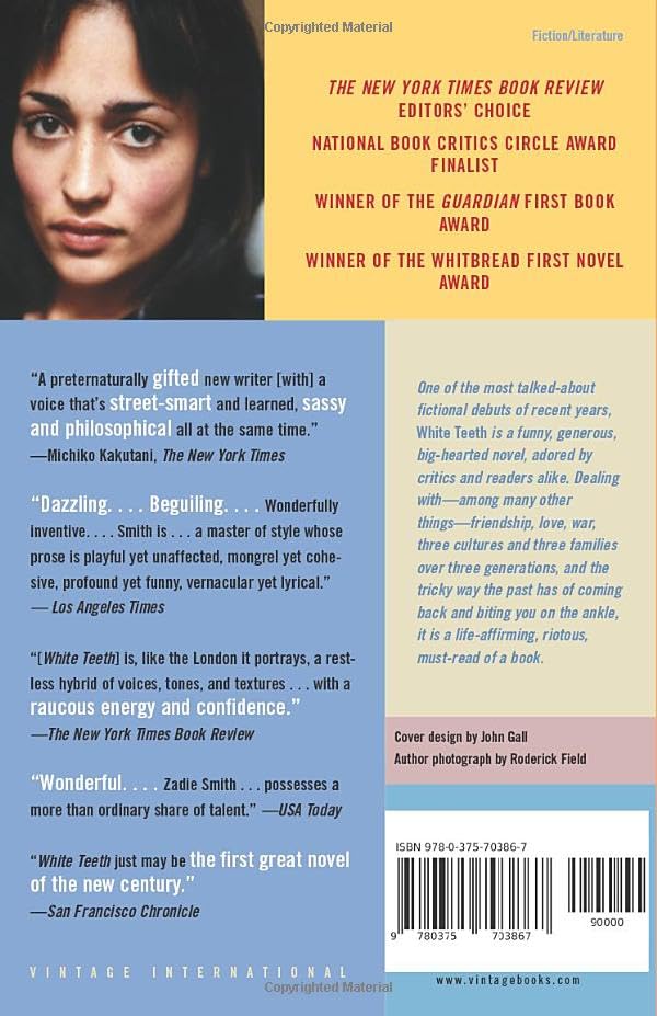 White Teeth: A Novel — back cover