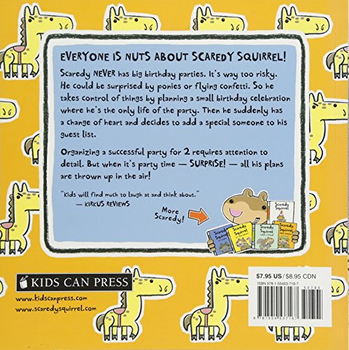 Scaredy Squirrel Has a Birthday Party — back cover