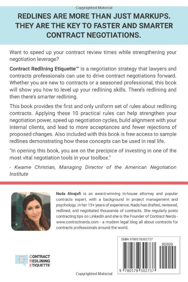 Contract Redlining Etiquette: How to leverage the power of redlines for faster and smarter contract negotiations. — back cover