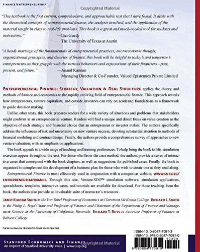 Entrepreneurial Finance: Strategy, Valuation, and Deal Structure — back cover