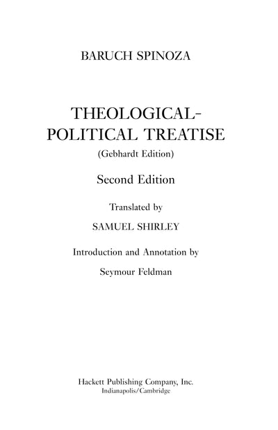 Theological-Political Treatise (Hackett Classics) by Spinoza