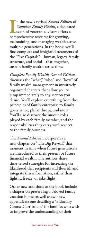 Complete Family Wealth: Wealth as Well-Being (Bloomberg) — back cover