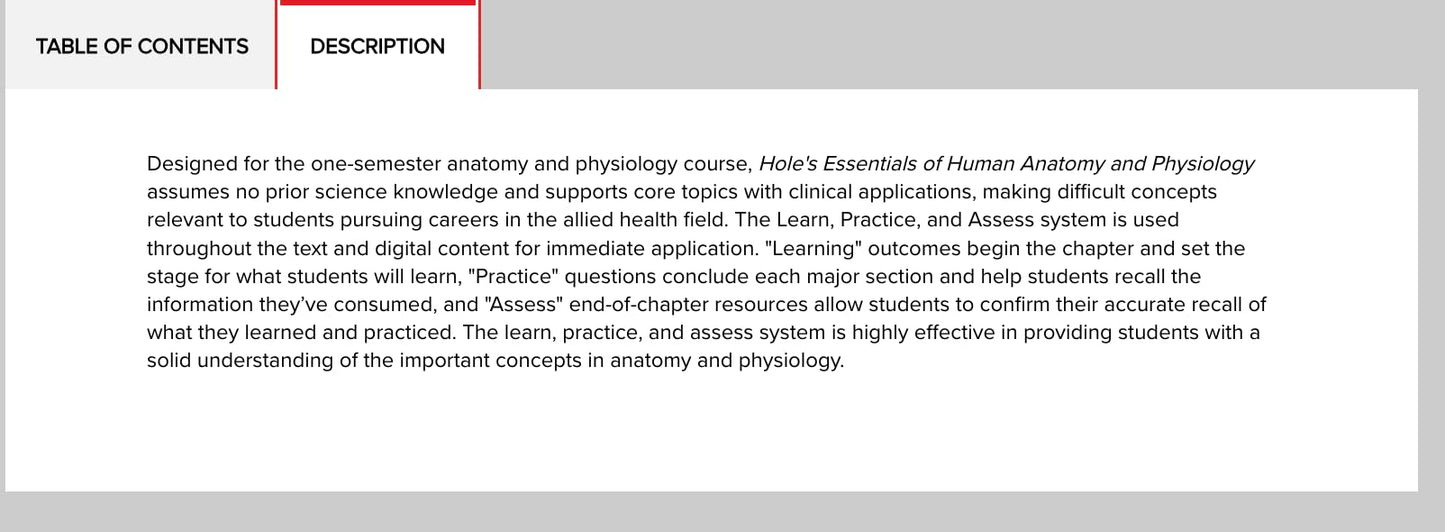 Hole's Essentials of Human Anatomy & Physiology ISE