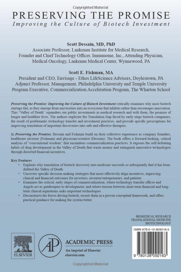 Preserving the Promise: Improving the Culture of Biotech Investment