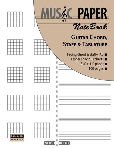 MUSIC PAPER NoteBook - Guitar Chord, Staff & Tablature