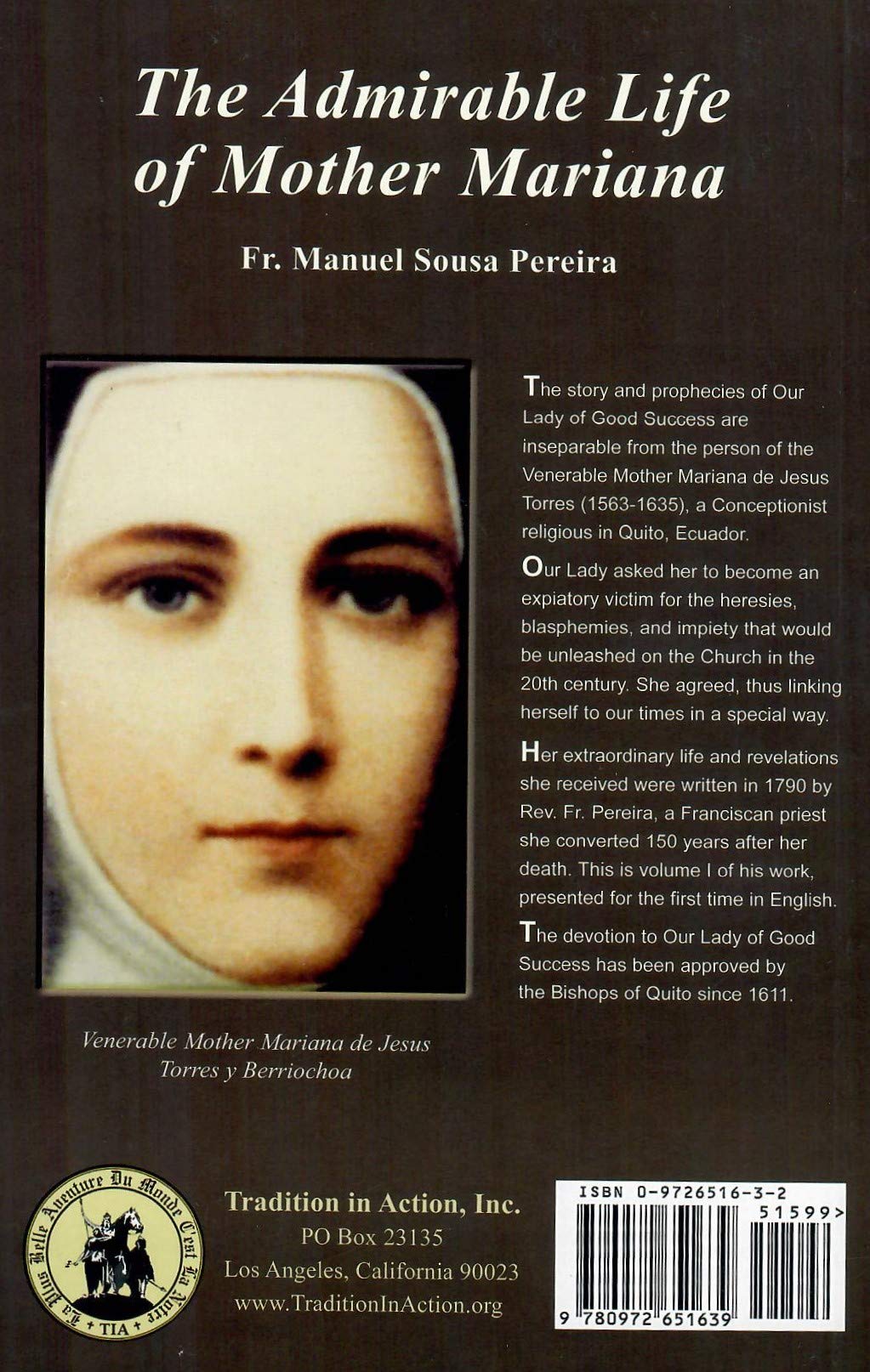 The Admirable Life of Mother Mariana, Vol. 1 by Fr. Mauel Sousa Pereira (2005-01-03)