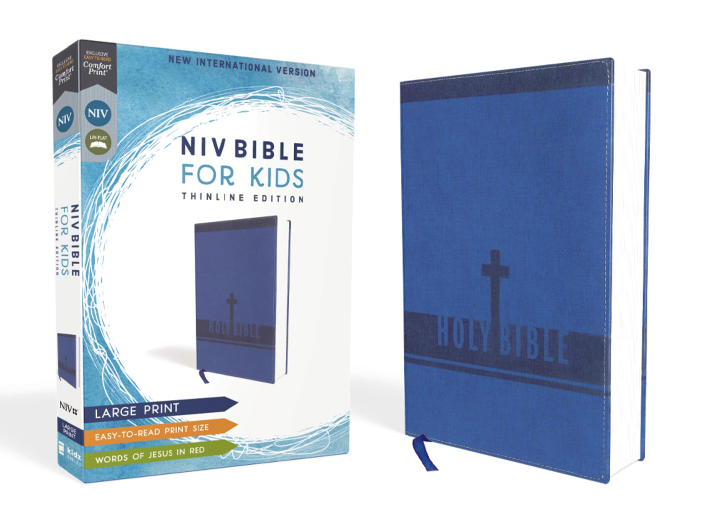 NIV Bible for Kids Large Print Leathersoft Blue Red Letter