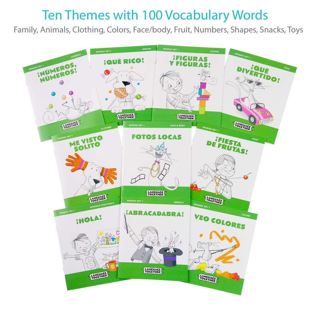 Spanish for Kids: 10 First Reader Books with Online Audio and 100 Words (Beginning to Learn Spanish) Set 1 by Language Together