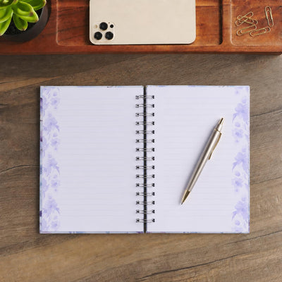 Inspirational Spiral Journal Notebook for Women It is Well With My Soul Blue/Purple Posies Floral Wire Bound w/192 Ruled Pages, Large Hardcover, With Love
