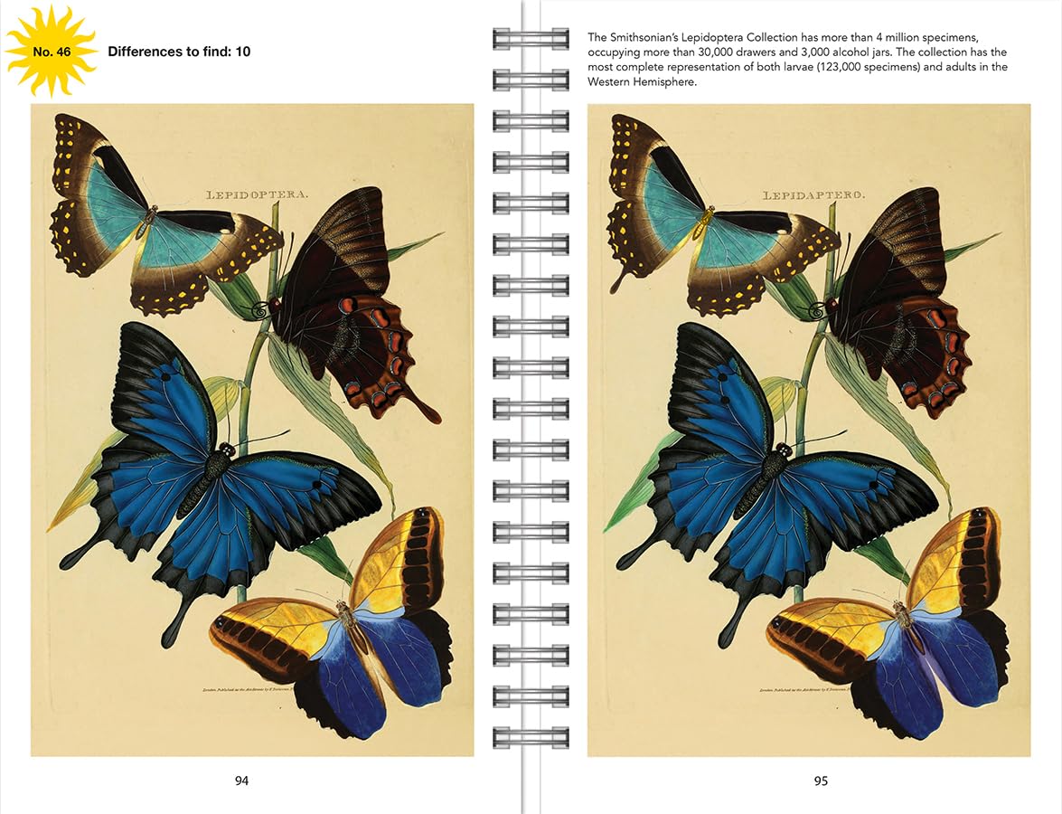 Smithsonian Spot the Difference - Natural Wonders From the Archives, 100+ Picture Puzzles for Adults - Includes Spiral Bound / Lay Flat Design (Brain Busters)