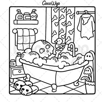 Spooky Cutie: Coloring Book for Adults and Teens Featuring Adorable Creepy Creatures in Cozy Hygge Moments for Relaxation (Cozy Spaces Coloring)