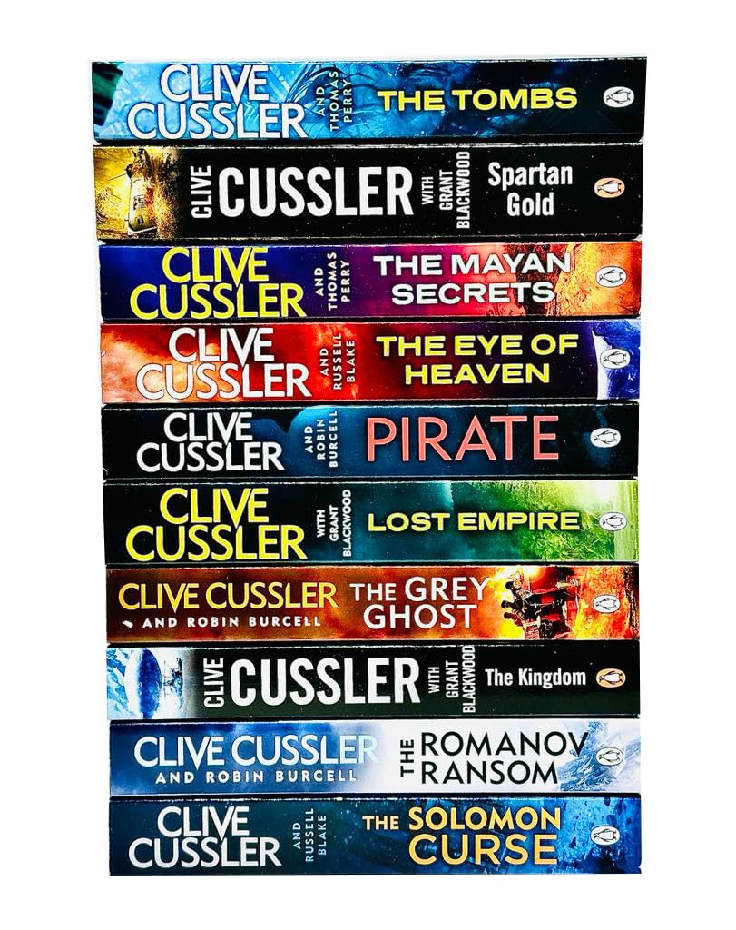 Clive Cussler Fargo Adventures Collection 10 Books Set (Spartan Gold, Lost Empire, The Kingdom, The Tombs, The Mayan Secrets, Eye of Heaven, The Solomon Curse, Pirate, Romanov Ransom, Grey Ghost)
