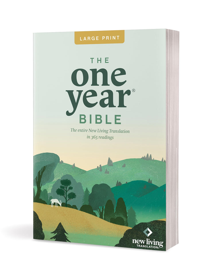 The One Year NLT Large Print Thinline Bible (Softcover): The Entire Bible in 365 Readings in the Clear and Trusted New Living Translation — back cover
