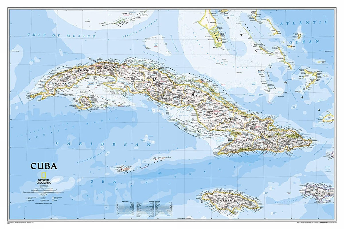 National Geographic Cuba Wall Map - Classic (Poster Size: 36 x 24 in) (National Geographic Reference Map)