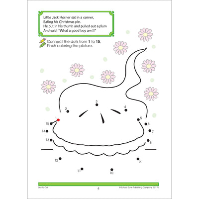 School Zone - Picture Puzzles Workbook - Ages 3 to 5, Preschool, Kindergarten, Dot-to-Dots, Hidden Pictures, Nursery Rhymes, Numbers 1-25, Stickers, and More (School Little Hand Helper Book Series)