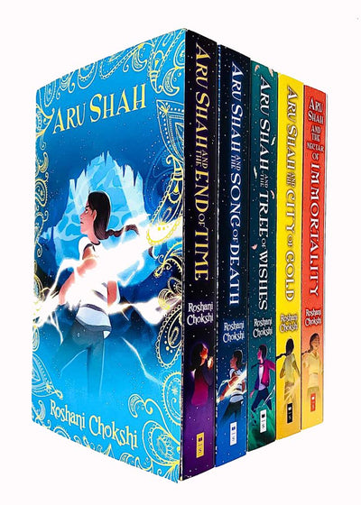 Pandava Rick Riordan Presents Aru Shah Series Books 1 - 5 Collection by Roshani Chokshi (End of Time, Song of Death, Tree of Wishes, City of Gold & Nectar of Immortality)