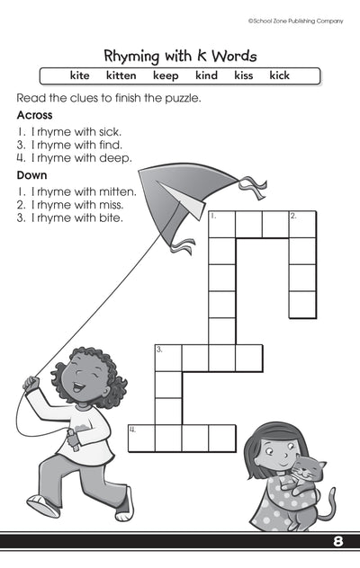 School Zone My First Crosswords Workbook: 48 Pages, 1st Grade, 2nd Grade, Activity Pad, Word Puzzles, Word Search, Vocabulary, Spelling, Ages 6 to 8 (Little Busy Book Series)