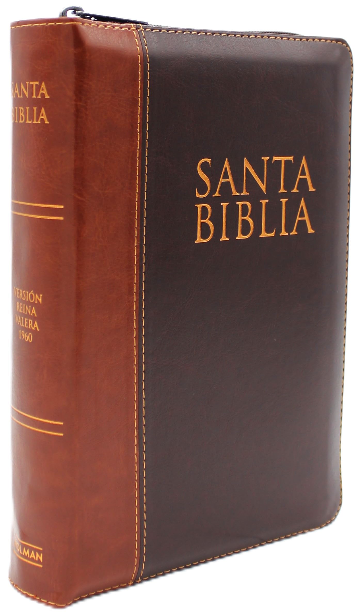Biblia Reina Valera 1960 Letra Grande en Espa?ol de 14 puntos-Tama?o manual con Cierre, Indice, foro en semil piel color caoba/ RVR 1960 Large Giant Print Bible in Spanish edition, brown with zipper