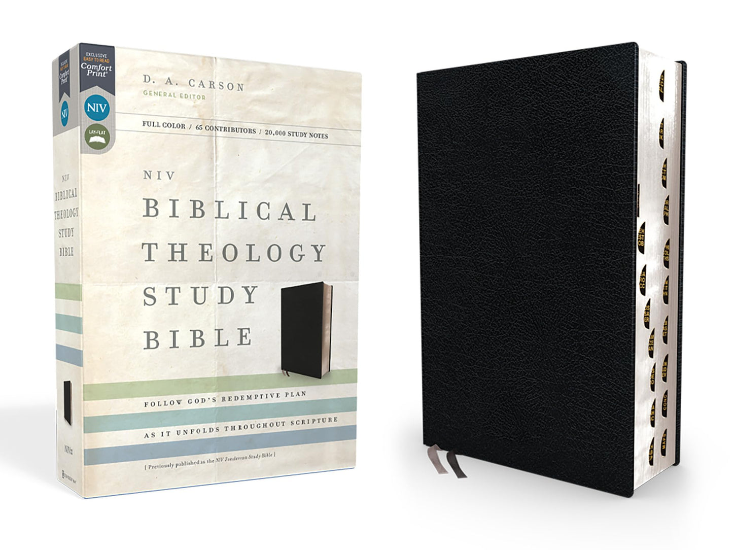 NIV, Biblical Theology Study Bible (Trace the Themes of Scripture), Bonded Leather, Black, Thumb Indexed, Comfort Print: Follow God’s Redemptive Plan as It Unfolds throughout Scripture