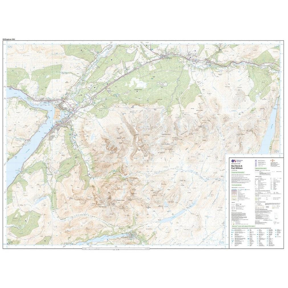 Ben Nevis and Fort William, the Mamores and the Grey Corries, Kinlochleven and Spean Bridge (OS Explorer Active Map)