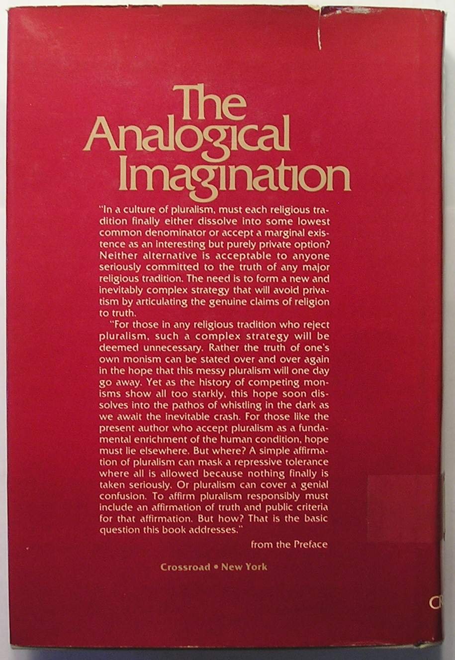 The Analogical Imagination: Christian Theology and the Culture
