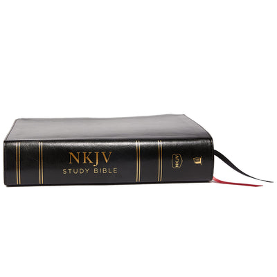 NKJV Study Bible, Leathersoft, Black, Full-Color, Thumb Inde
