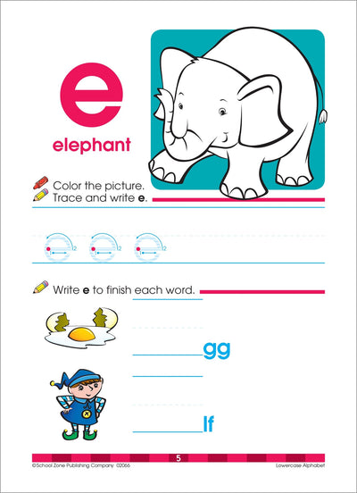 School Zone - Lowercase Alphabet Workbook - 32 Pages, Ages 3 to 5, Preschool to Kindergarten, ABC's, Letters, Tracing, Printing, Writing, Manuscript, and More (School Zone Get Ready! Book Series)