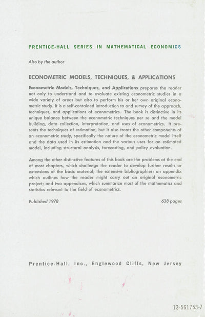 Mathematical Optimization and Economic Theory by Intriligato