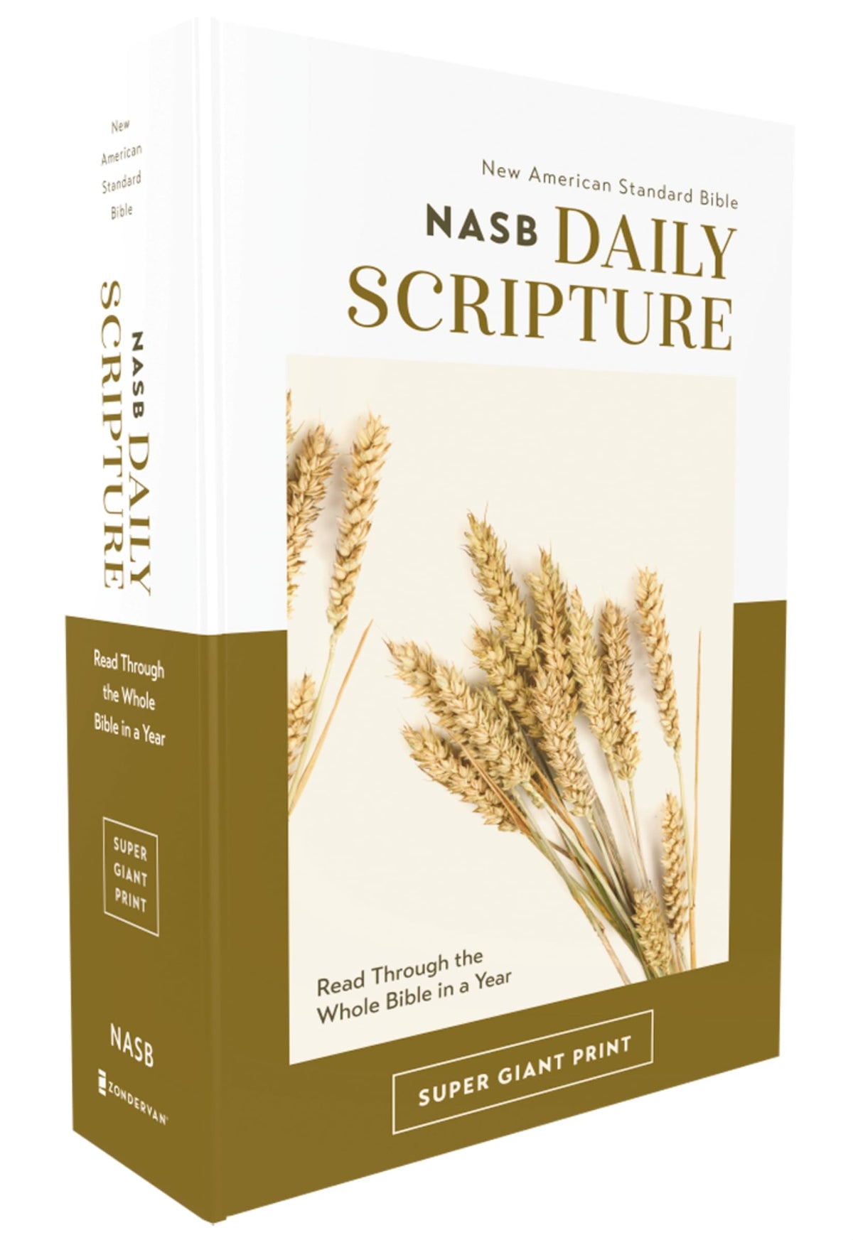 NASB, Daily Scripture, Super Giant Print, Paperback, White/Gold, 1995 Text, Comfort Print: 365 Days to Read Through the Whole Bible in a Year