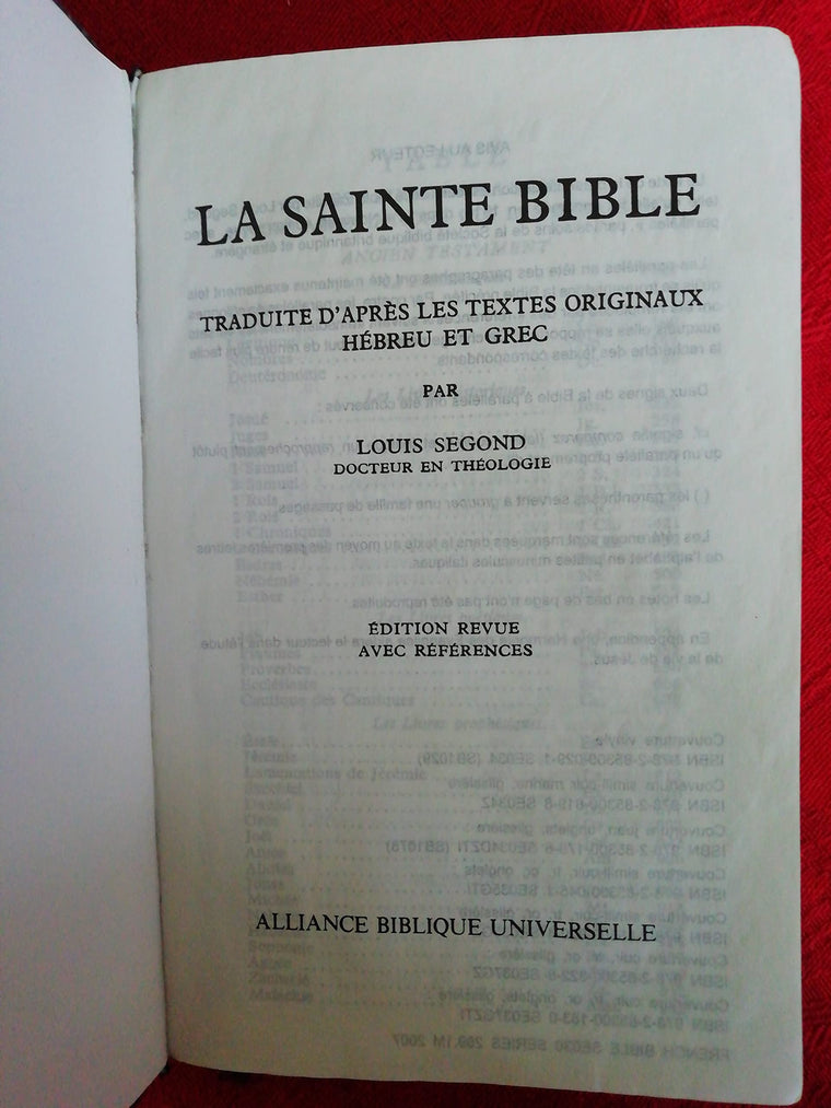 La Sainte Bible (French Edition) — back cover