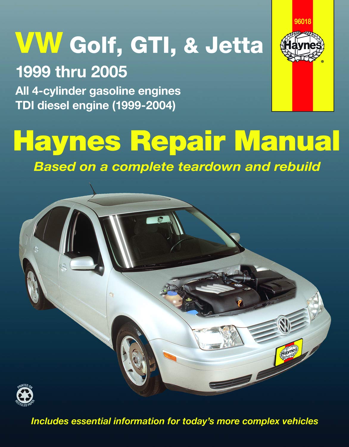 VW Golf, GTI, & Jetta, '99 Thru '05, Automotive Repair Manual (all 4-cylinder gas engines; TDI diesel engine, 1999-2004)