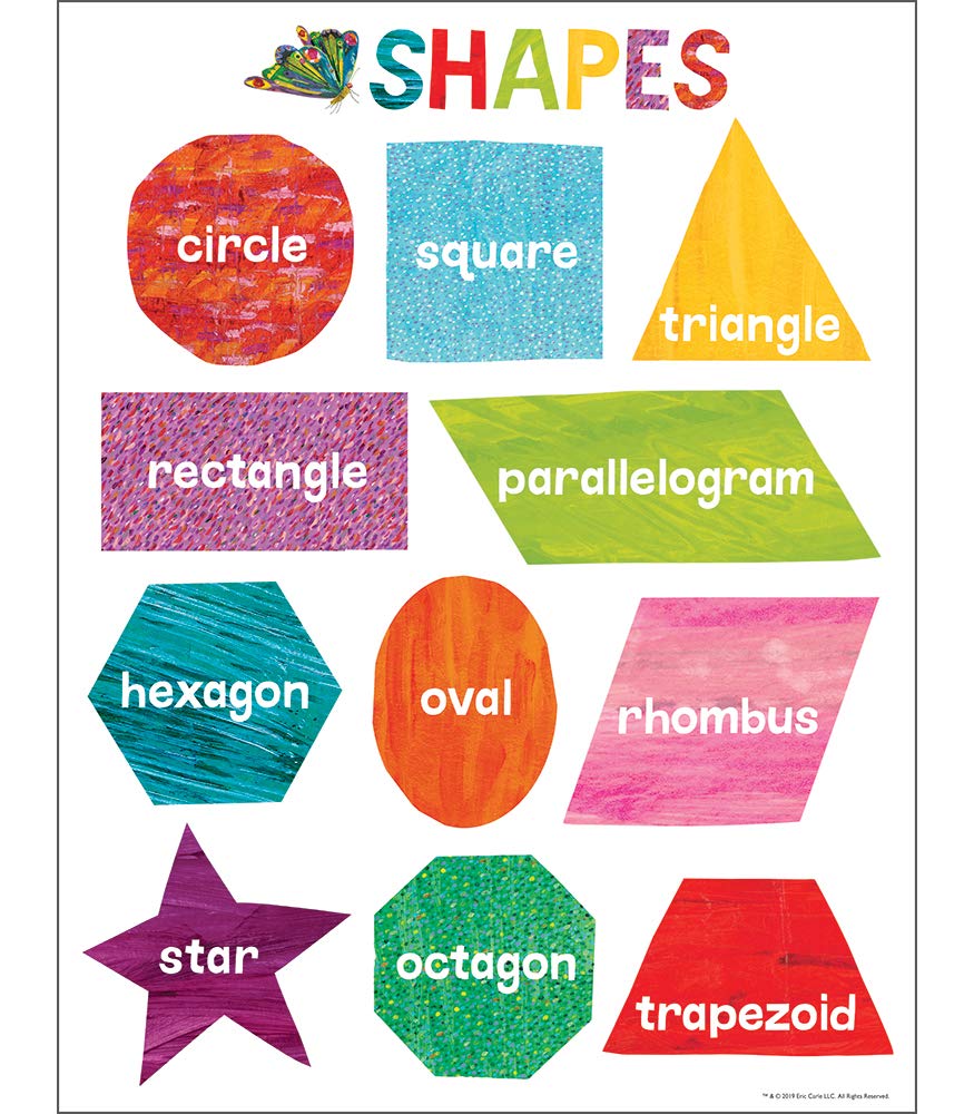 World of Eric Carle Shapes Poster, 17" x 22" Early Learning Wall Art for Preschool, Kindergarten, Circle Time Learning Center, Bulletin Board, and Classroom Decor