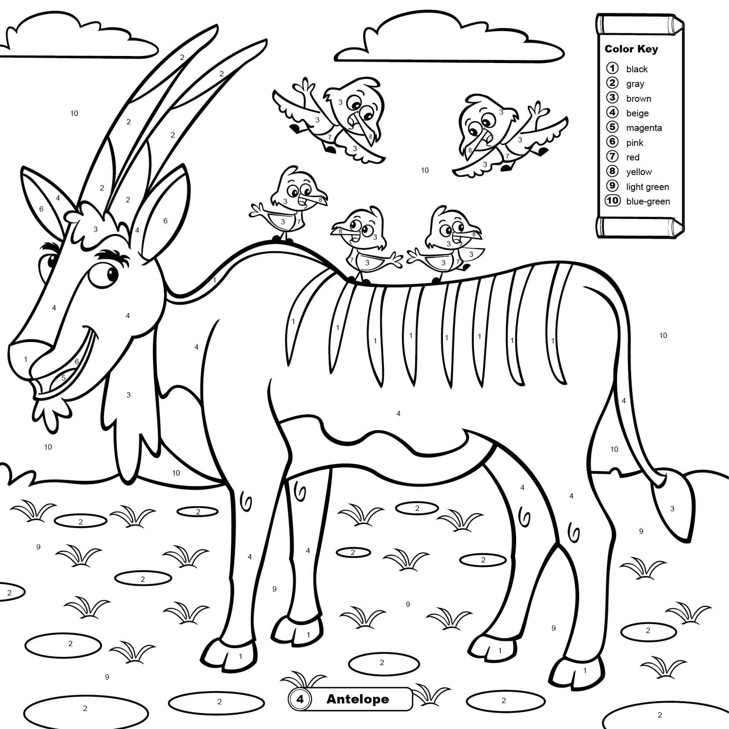 Color by Number: At the Zoo - Coloring Books for Kids 4-6 Years, Old Super Thick Pages, Tear-Out for Display