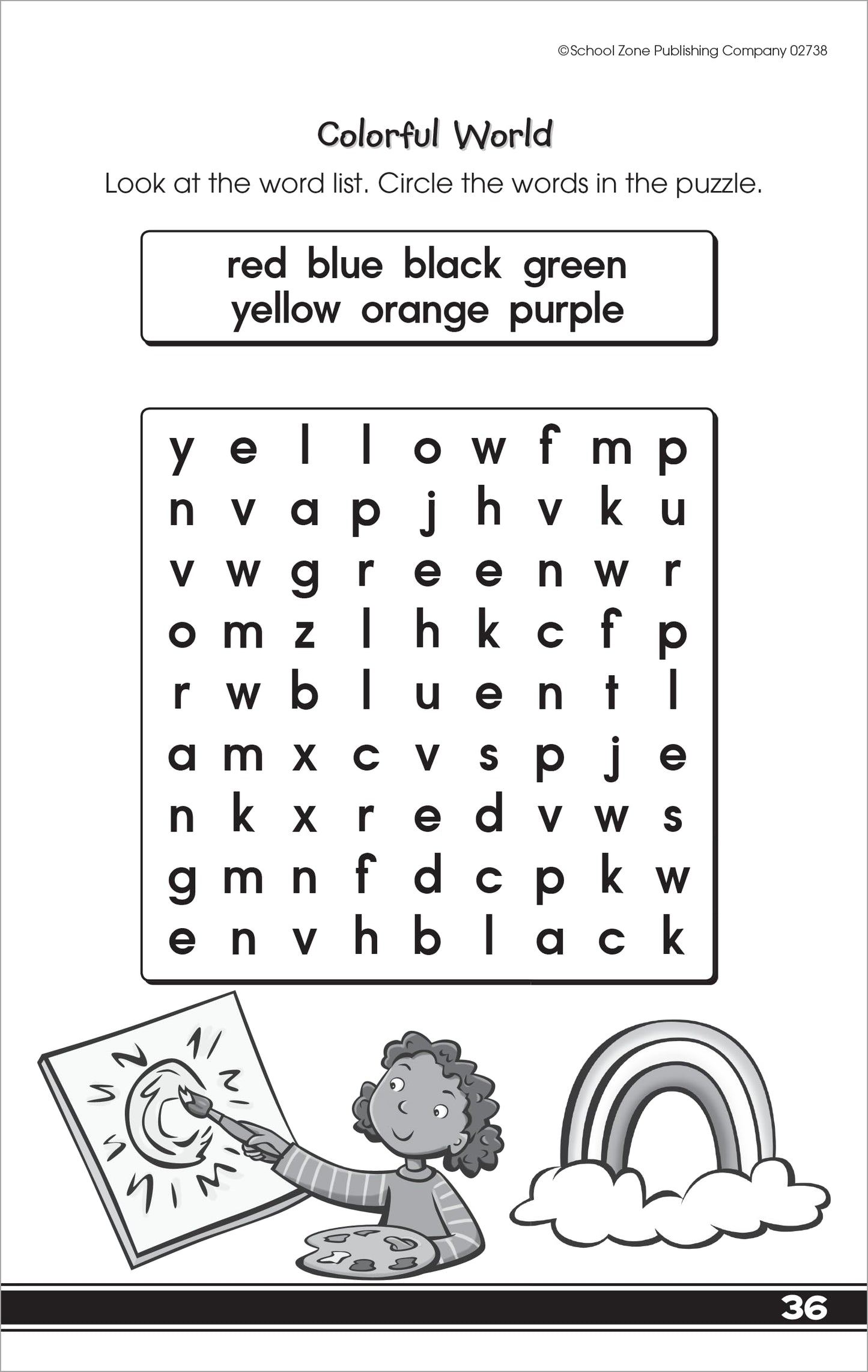 School Zone My First Word Searches Workbook: 48 Pages, Kindergarten, 1st Grade, Activity Pad, Search & Find, Word Puzzles, Ages 5 to 7 (Little Busy Book Series)