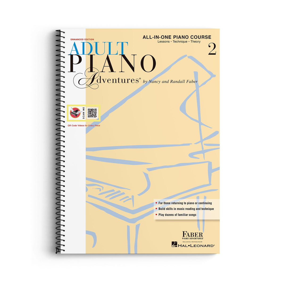 Adult Piano Adventures: All-in-One Piano Course - Book 2 Early Intermediate Piano Method with Online Audio Songbook with Sheet Music and Theory for Adults Faber Piano Book for Chord Playing
