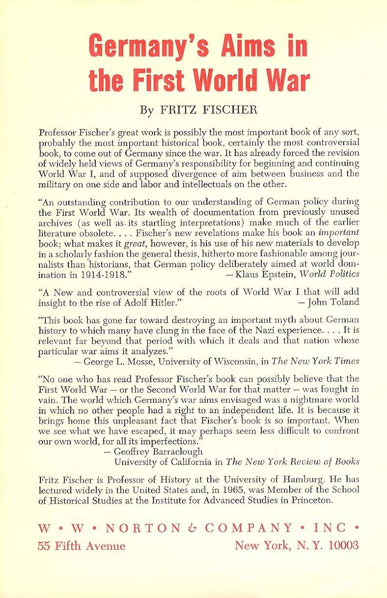 Germany's Aims in the First World War by Fritz Fischer