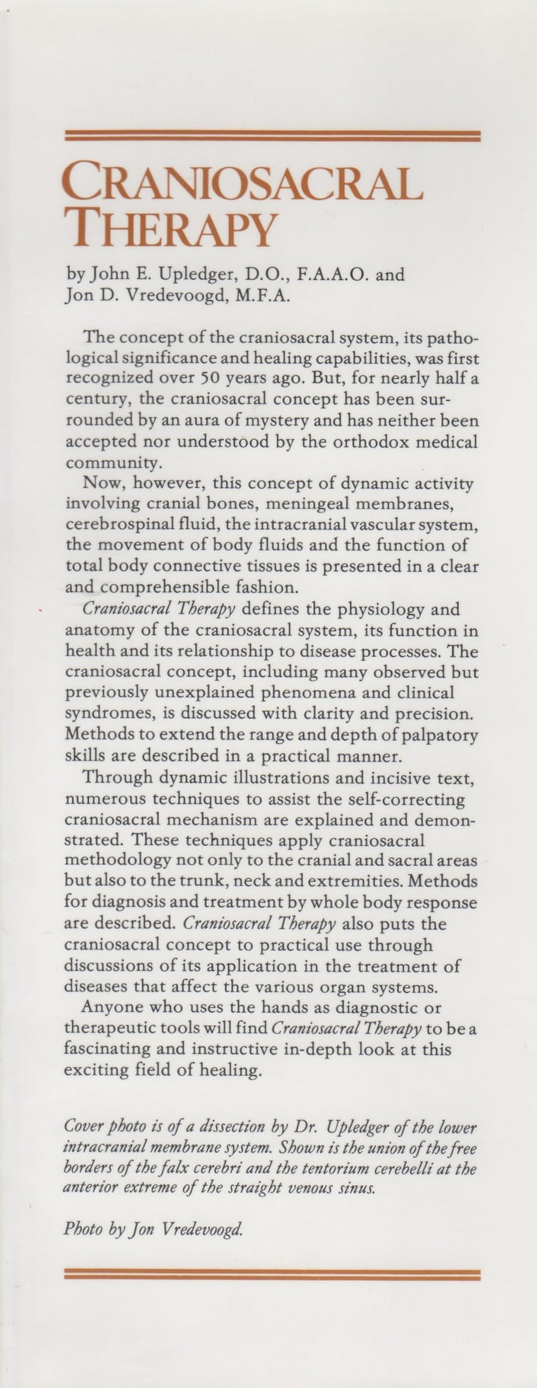 Craniosacral Therapy — back cover
