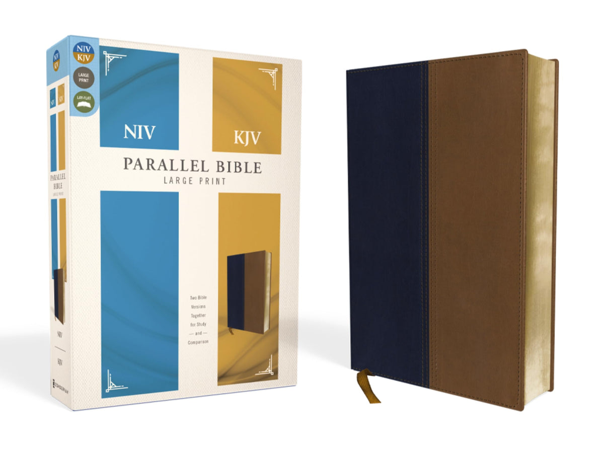 NIV, KJV, Parallel Bible, Large Print, Leathersoft, Navy/Tan: The World's Two Most Popular Bible Translations Together