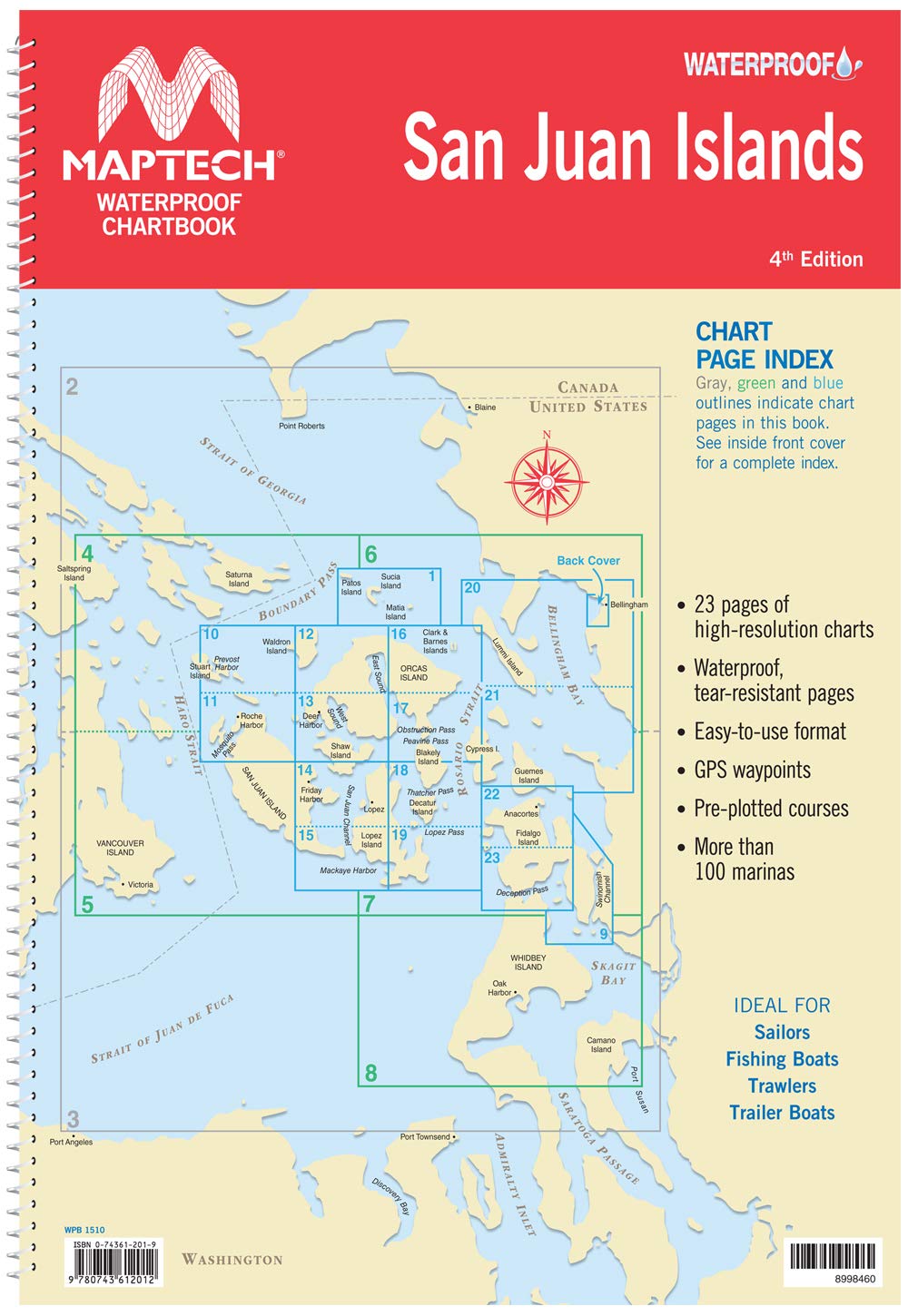 San Juan Islands Maptech Waterproof ChartBook 4th Edition, WPB1510-04
