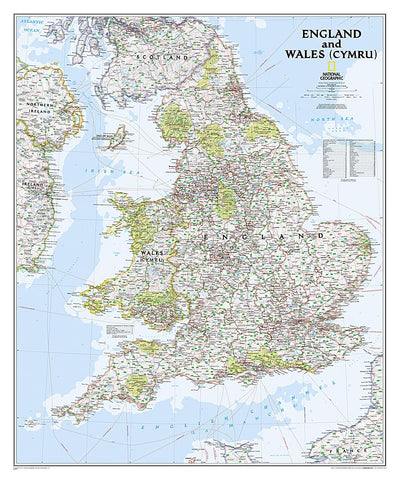 National Geographic England and Wales Wall Map - Classic - Laminated (30 x 36 in) (National Geographic Reference Map)