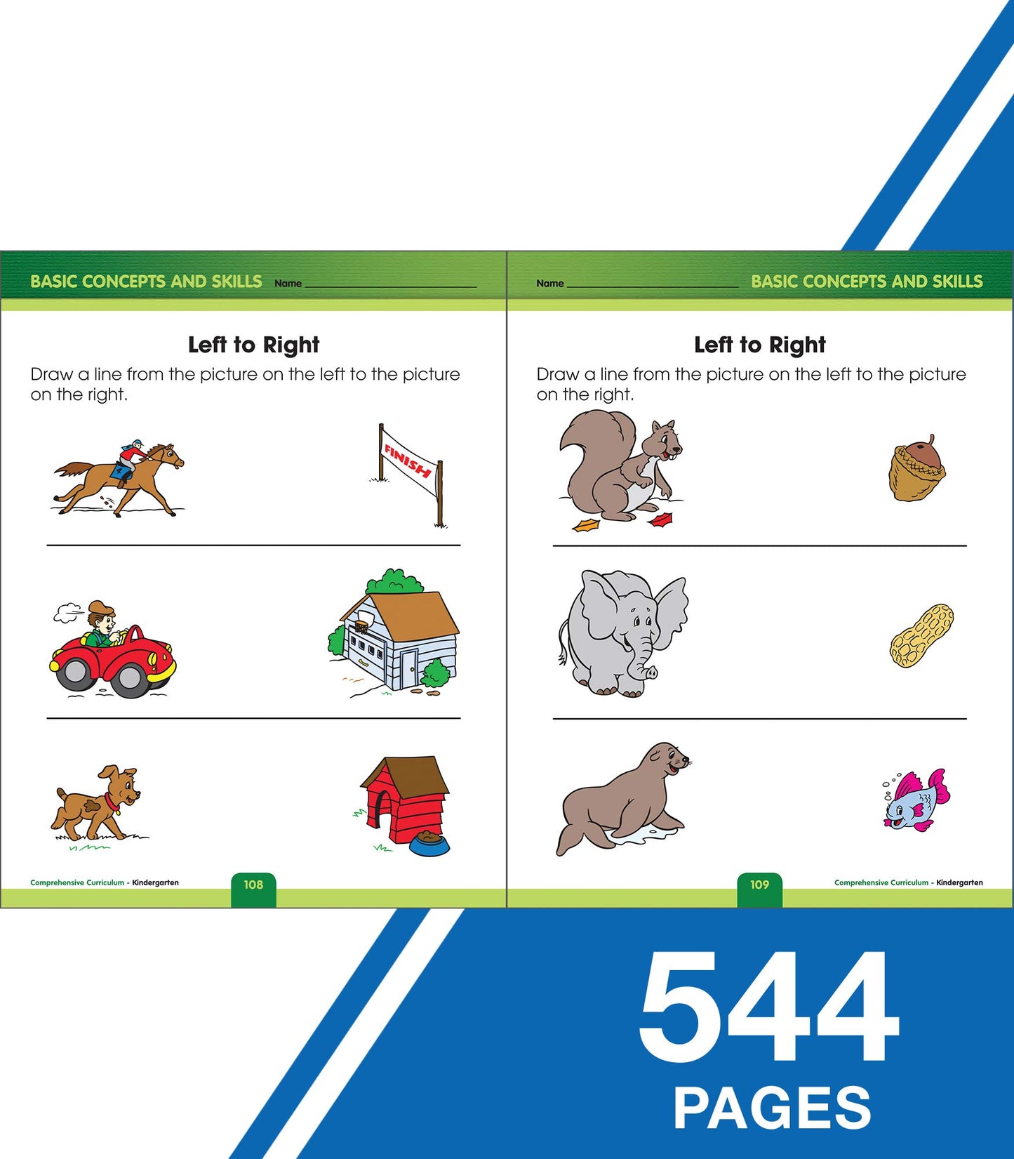 Comprehensive Curriculum of Basic Skills Kindergarten Workbook, Math, Reading, Writing, Alphabet, Colors, Shapes, Patterns, Time, Money, Classroom or Homeschool Kindergarten Curriculum