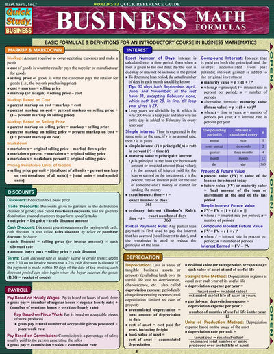 Business Math Formulas (Quick Study Business)