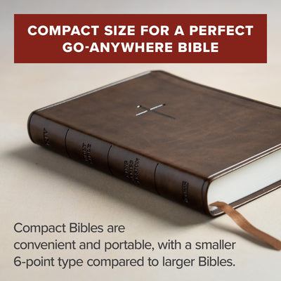 KJV Compact Bible, Value Edition, Brown LeatherTouch, KJV Holy Bible, Red Letter, Pure Cambridge Text, Presentation Page, Full-Color Maps, Easy-to-Read Bible MCM Type
