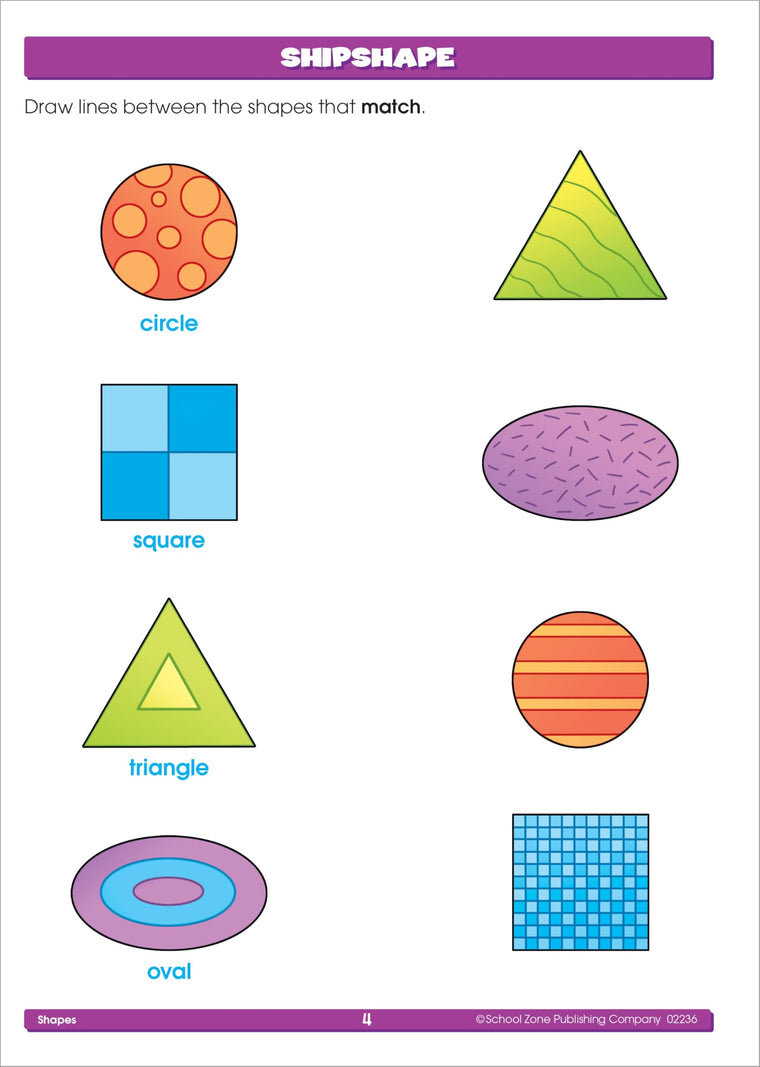 School Zone Kindergarten Basics Workbook: 64 Pages, Reading & Math Readiness, Alphabet, Shapes, Patterns, Numbers 0-10, Beginning Sounds, Ages 5-6, Covers May Vary — back cover
