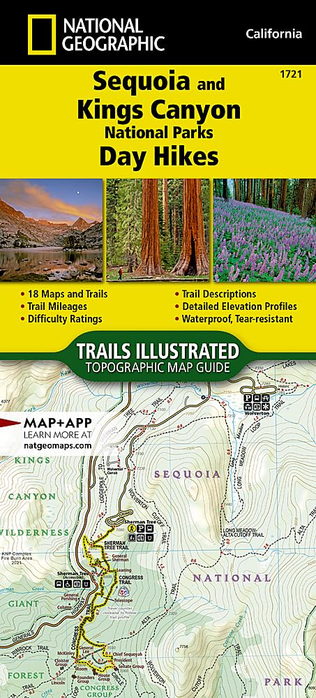 Sequoia and Kings Canyon National Parks Day Hikes Map (National Geographic Topographic Map Guide, 1721)