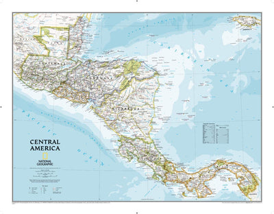National Geographic: Central America Classic Wall Map (28.75 x 22.25 inches) (National Geographic Reference Map)