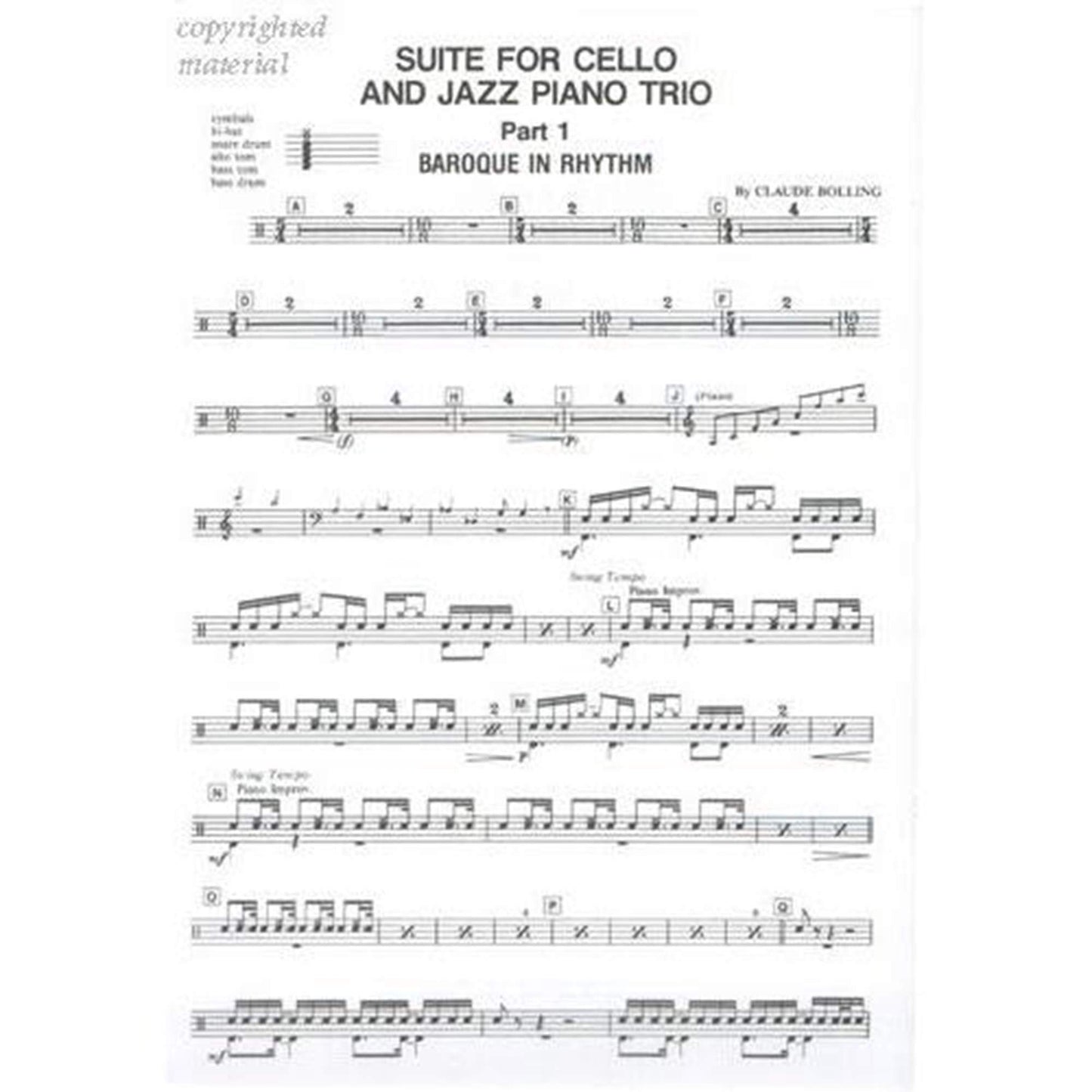 Suite for Cello and Jazz Piano Trio: Set of Parts